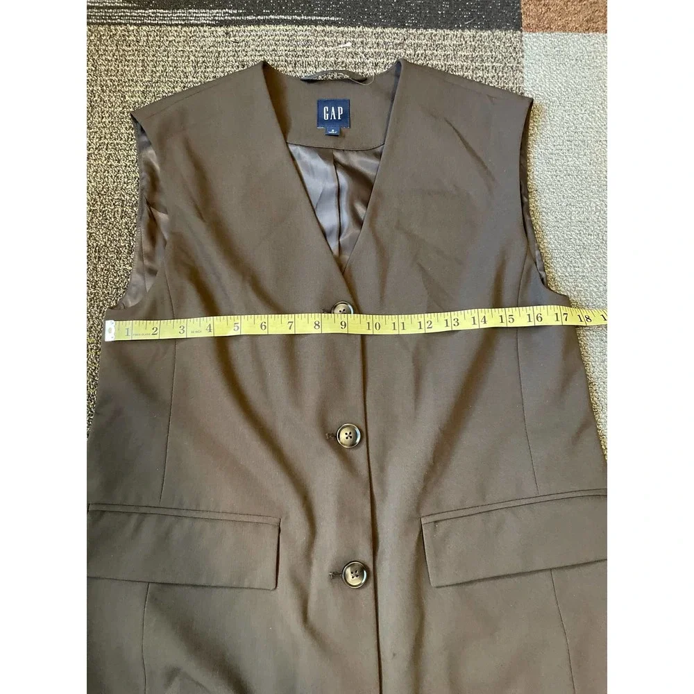 NWOT Gap Double Breasted Long Sleeveless Vest. C19 - Picture 5 of 6